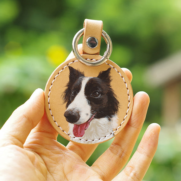 Custom Pet Photo Leather Keychain